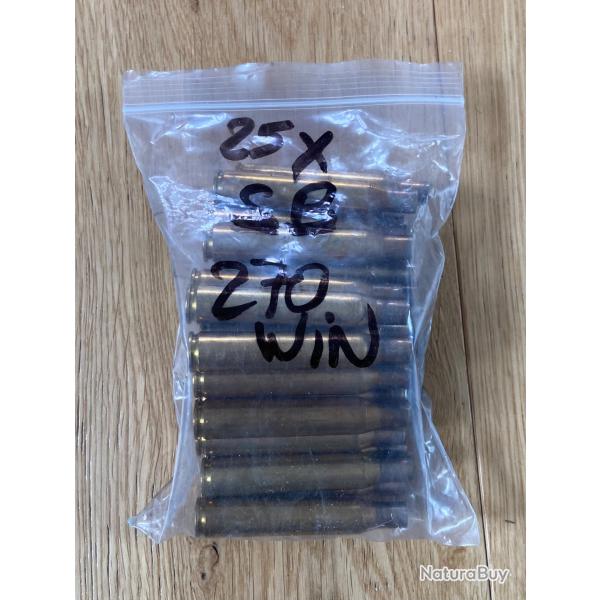 Lot de 25 douilles ou �tuis calibre 270 Winchester