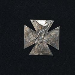 MAGNIFIQUE INSIGNE JOURNEE DU POILU 1915 SIGNE RENE LALIQUE (ARGENT)- GRANDE GUERRE 1914/18