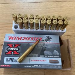 Boite de 20 cartouches 338 Win Mag 200grains Winchester power point superX