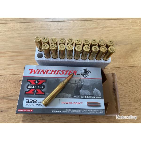 Boite de 20 cartouches 338 Win Mag 200grains Winchester power point superX