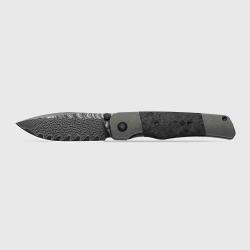 Couteau Kizer Coywolf Lame Wharncliffe Lame Acier Damas Manche FCarbone/Titane Liner Lock KI3685A1 -