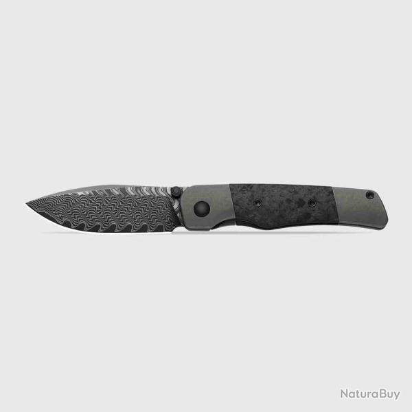 Couteau Kizer Coywolf Lame Wharncliffe Lame Acier Damas Manche FCarbone/Titane Liner Lock KI3685A1 -