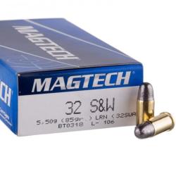 Cartouches MAGTECH Calibre 32 SMITH & WESSON 85grs LRN - Boite de 50 unit&eacute;s