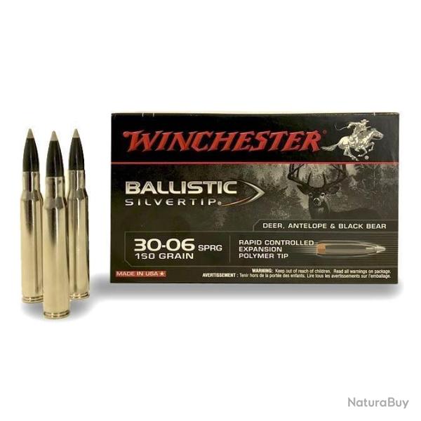 Cartouches WINCHESTER 30-06 SPRG BALLISTIC SILVER TIP Rapid Controlled Expansion Polymer TIP 150GR X