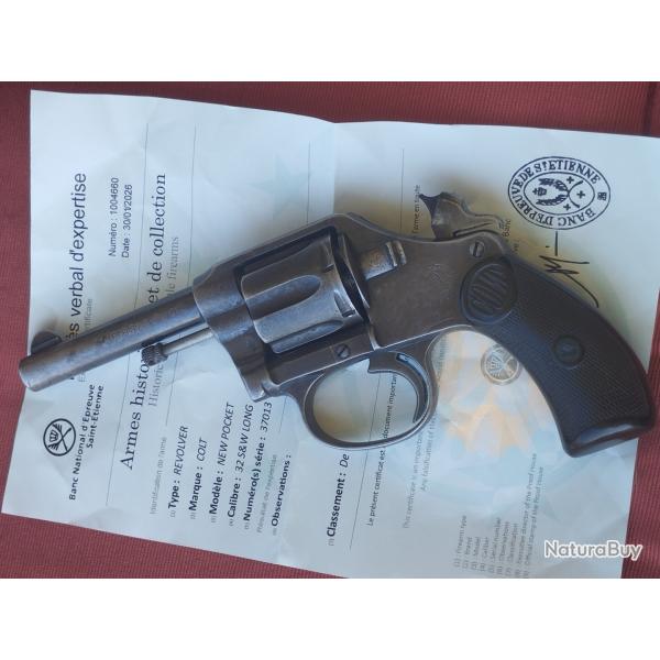 Authentique et rare  Colt New PocKet . Pocket posive avec son poin�on .  Cal 32 sw.