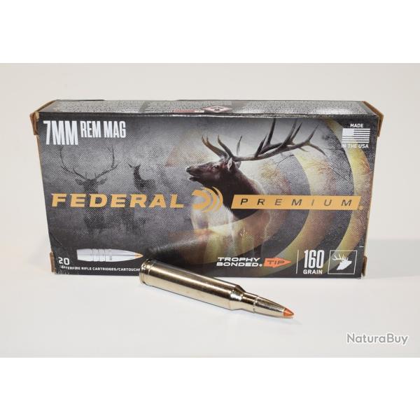 boite 20 cartouches 7mm Rem Mag FEDERAL Premium trophy bonded tip 160 grains