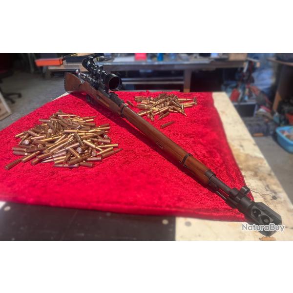 MOSIN NAGANT lunette Lensolux 3-9x50 frein de bouche amortisseur de crosse + 234 cartouches