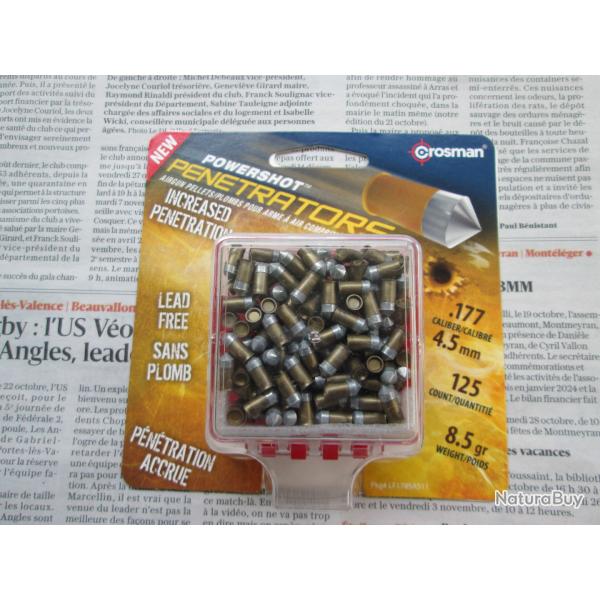 boite complete de 125 plombs penetrators 2 en 4.5mm crosman haute perforation