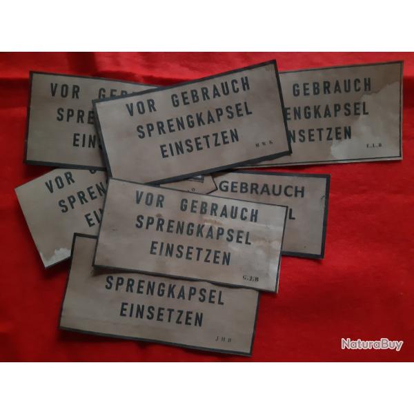 WW1 ETIQUETTE PAPIER sur Fond Blanc pour Stielhandgr.1915-1916, � l'unit�, diff�rents fabricants