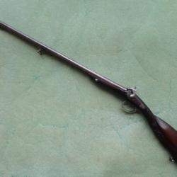 Beau fusil &agrave; percussion ELG canons Damas.