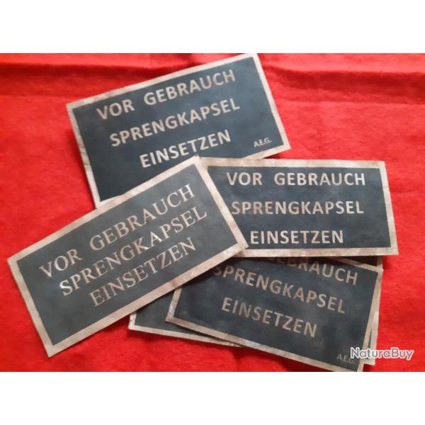 WW1 Etiquette Papier fond Noir Stielhandg 1915-1916, A.E.G. ou sans fabricant, � l'unit�