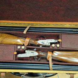 PAIRE EN 28 JUXTA CANON DEMI BLOC FUSIL CHASSE EJECTEURS CRUCELEGUI HERMANOS 28/70 CHOKES 3/4 & Full