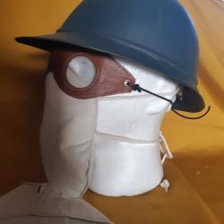 WW1 Masque Tampon Italien Arditi Bersigliari 1915-1916 avec pochette toile et lunettes cuir