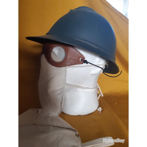 WW1 Masque Tampon Italien Arditi Bersigliari 1915-1916 avec pochette toile et lunettes cuir