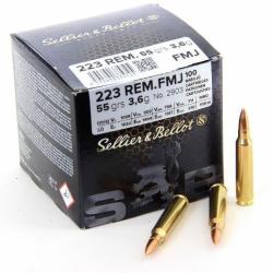 Cartouches SELLIER BELLOT FMJ - Cal: 223 REM - 55grs - Boite de 100