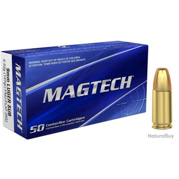 Cartouches MAGTECH FMJ-FLAT SUBSONIQUE - Cal: 9mm PARA/9x19mm - 147grs - boite de 50