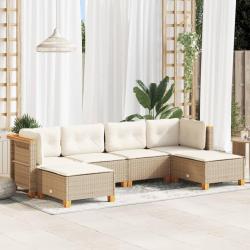 Salon de jardin avec coussins 7 pcs noir r&eacute;sine tress&eacute;e acacia
