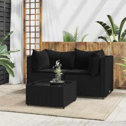 Ensemble de canap&eacute; de jardin avec coussin 11 pcs Noir polyrotin
