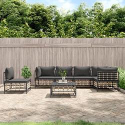 Ensemble de canap&eacute; de jardin avec coussin 7 pcs Noir Acier