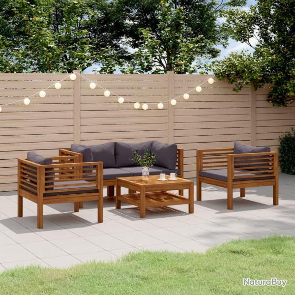 Salon de jardin 7 pcs avec coussins noir r�sine tress�e