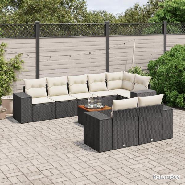 Salon de jardin avec coussins 7 pcs beige r�sine tress�e