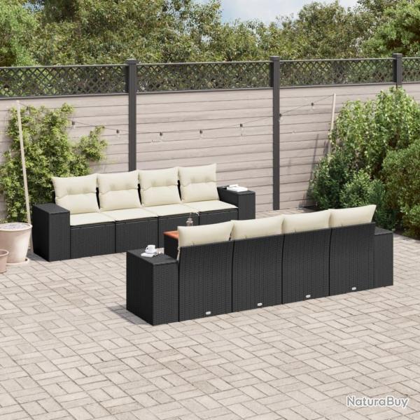 Salon de jardin avec coussins 6pcs marron r�sine tress�e acacia