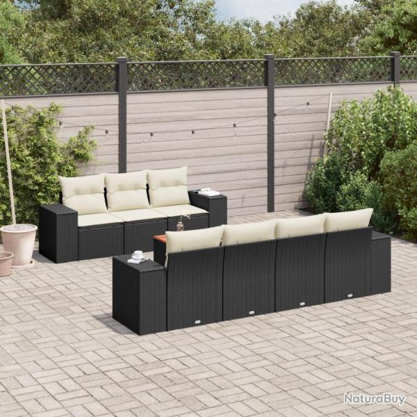 Salon de jardin avec coussins 13 pcs noir r�sine tress�e