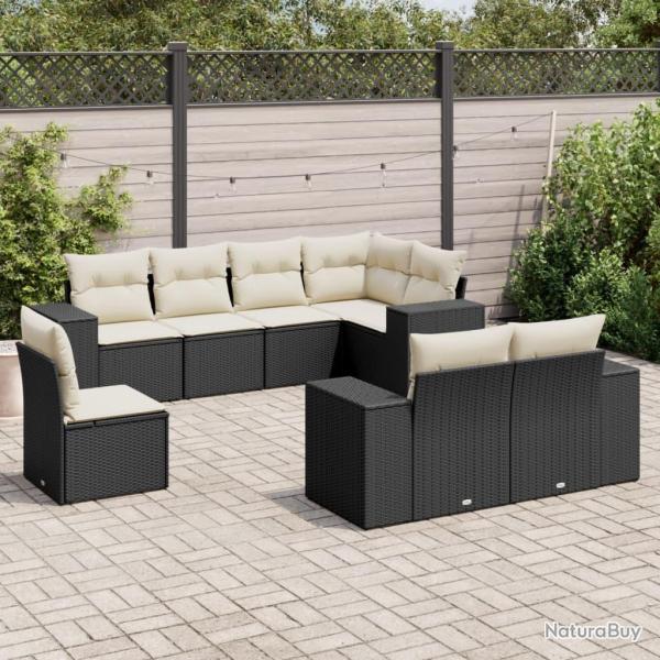 Salon de jardin avec coussins 13 pcs beige r�sine tress�e