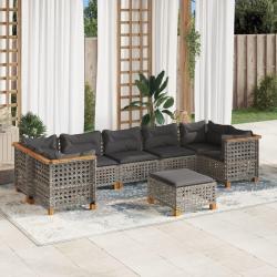 Salon de jardin avec coussins 12 pcs beige r&eacute;sine tress&eacute;e
