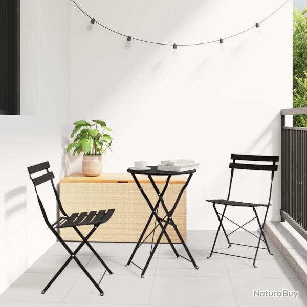 Salon de jardin 6 pcs avec coussins noir r�sine tress�e