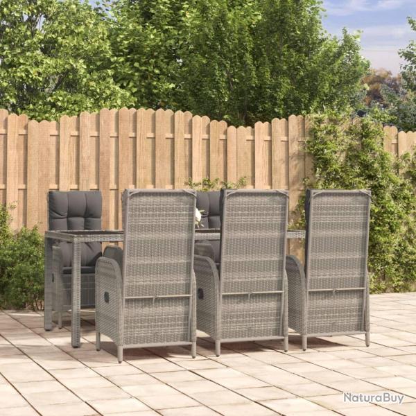 Salon de jardin 6 pcs avec coussins noir r�sine tress�e