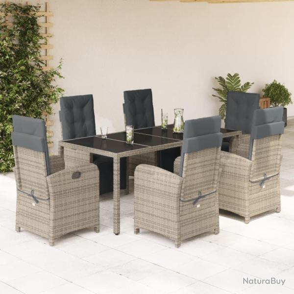 Salon de jardin 5 pcs avec coussins noir r�sine tress�e acacia