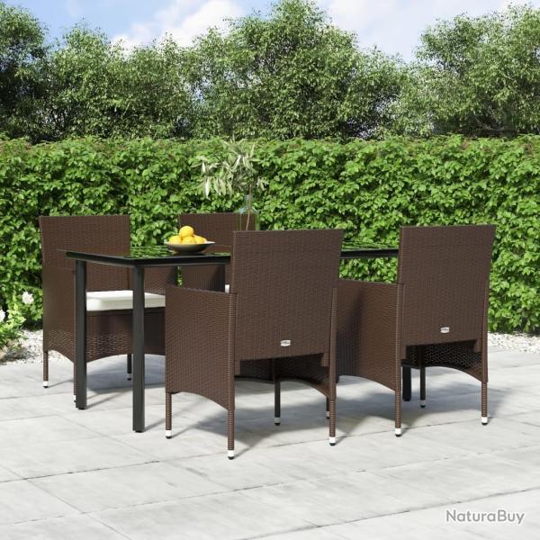 Salon de jardin 4 pcs avec coussins noir r�sine tress�e