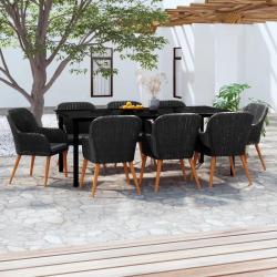 Mobilier &agrave; d&icirc;ner d'ext&eacute;rieur 7 pcs R&eacute;sine tress&eacute;e Noir