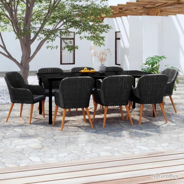 Mobilier � d�ner d'ext�rieur 7 pcs R�sine tress�e Noir