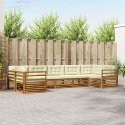 Ensemble de canap&eacute; de jardin 6 pcs Beige polyrotin