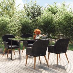 Ensemble de salle &agrave; manger pour jardin 7 pcs Gris polyrotin