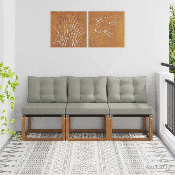 Chaises de jardin lot de 4 avec coussins Bois de teck massif