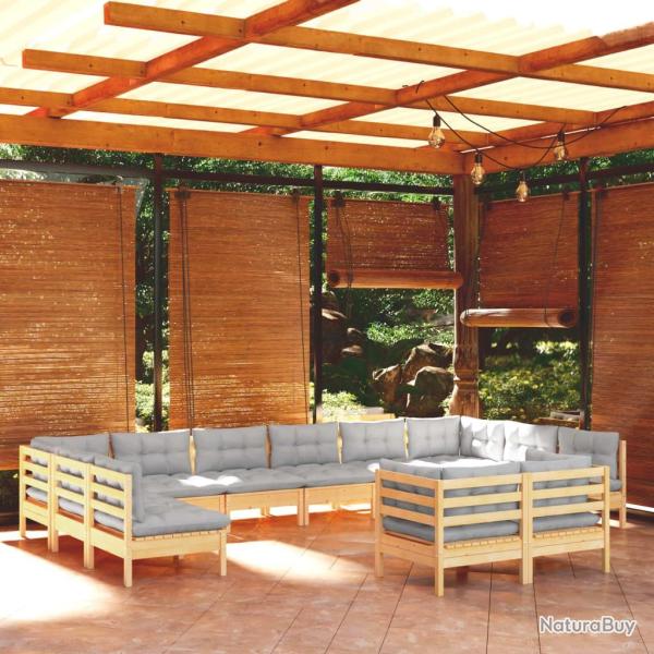 Chaises de jardin lot de 8 avec coussins Bois d'acacia solide