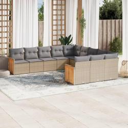 Chaises de jardin lot de 4 avec coussins Bois d'acacia massif