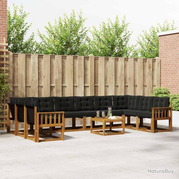 Ensemble � manger de jardin 5 pcs coussins gris r�sine tress�e