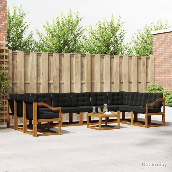 Ensemble � manger de jardin 5 pcs coussins gris r�sine tress�e