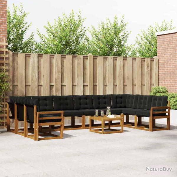 Ensemble � manger de jardin 5 pcs coussins gris r�sine tress�e