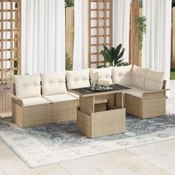 Chaises de jardin et coussins cr&egrave;me lot de 8 Bois teck massif