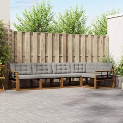 Chaises de jardin empilables avec coussins lot de 6 Teck solide
