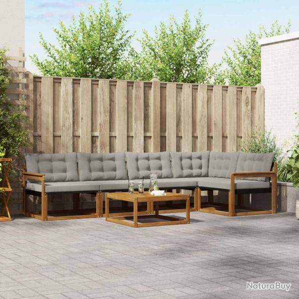 Chaises de jardin et coussins blanc cr�me lot de 6 Teck massif