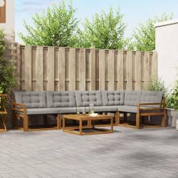 Chaises de jardin et coussins blanc cr&egrave;me lot de 8 Teck massif