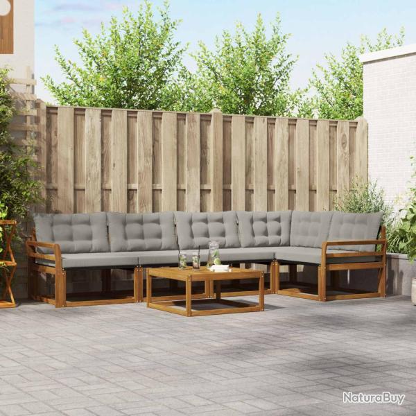 Chaises de jardin et coussins blanc cr�me lot de 8 Teck massif