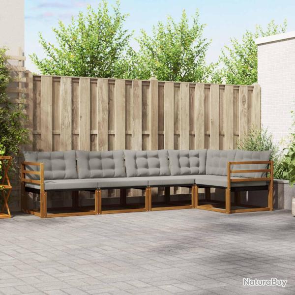 Chaises de jardin avec coussins lot de 8 Bois d'acacia solide