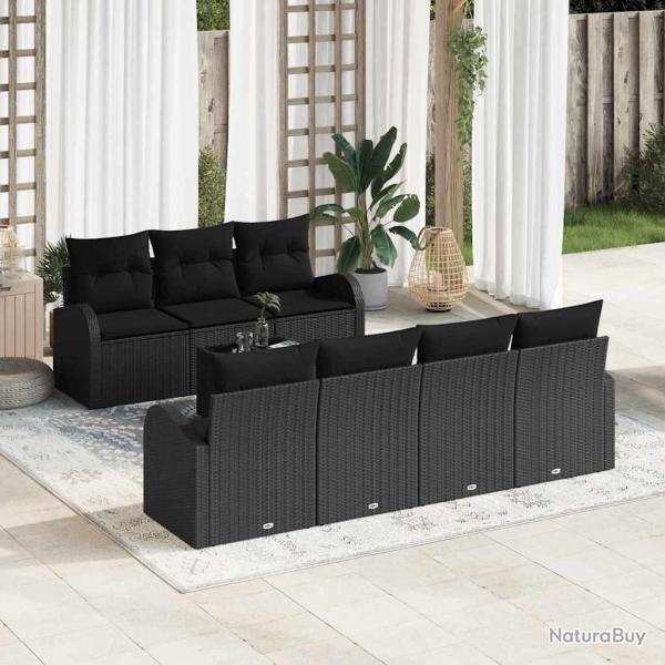Ensemble de canap� de jardin 9 pcs Noir Poly rotin